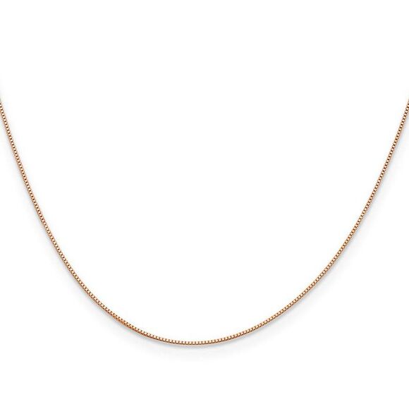 0.5mm 14K Rose Gold Solid Box Chain Necklace, 18 Inch - Picture 3 of 7